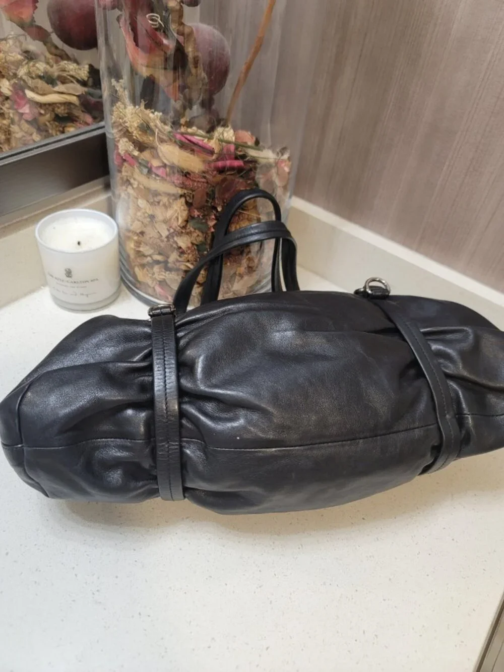 PRADA Milano Italy Black Tessuto-Vitelli Push-lock Easy Shoulder Bag Vintage - Picture 6 of 16